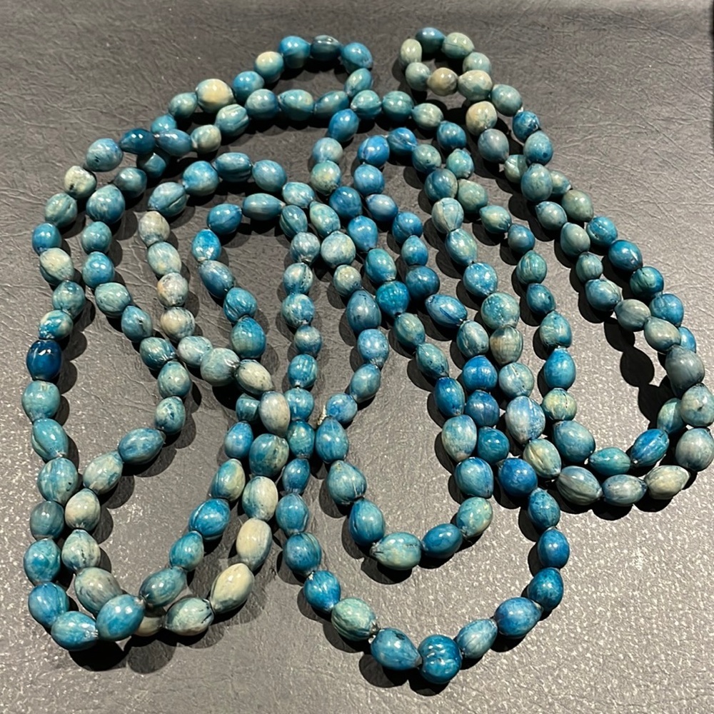 Blue boho long necklace